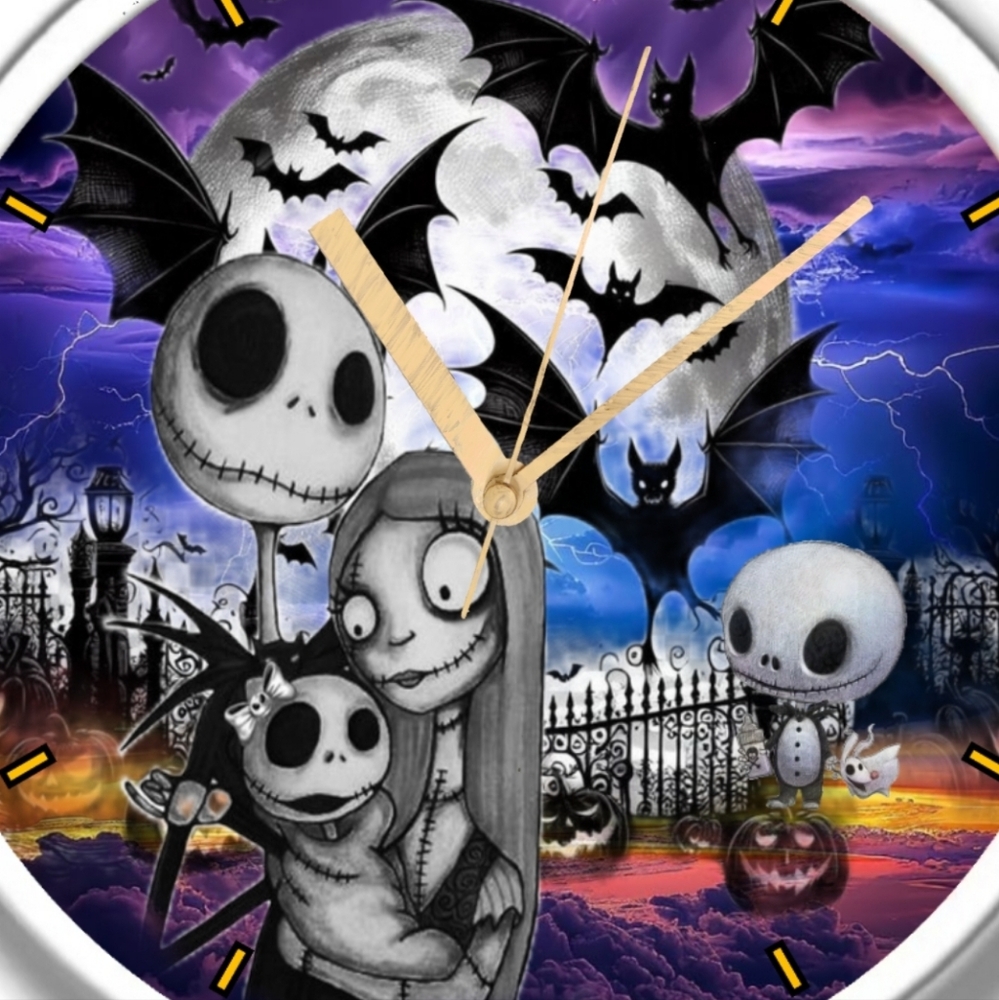 Jack Skellington and family Halloween clock